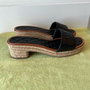 Tory BurchBlack Espadrille Slide Sandals. Size 9.5